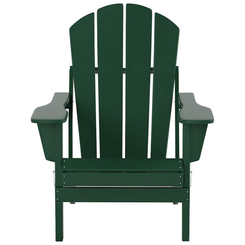 Polytrends Laguna Hdpe All Weather Outdoor Patio Foldable Adirondack Chairs With Side Table (3-Piece Set)