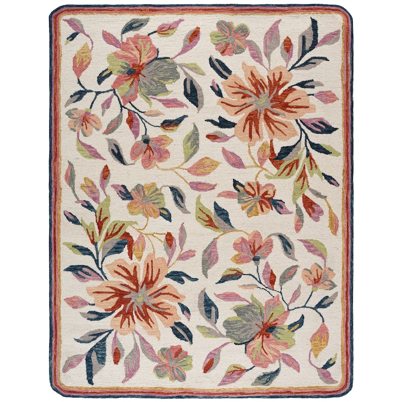 SAFAVIEH Handmade Jardin Floral Wool Rug - 9' x 12' - Ivory/Rust