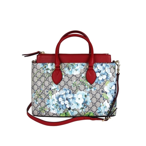 Shop Gucci Women&#39;s Blue / Beige Bloom Supreme GG Canvas Tote Bag With Shoulder Strap 409534 8492 ...