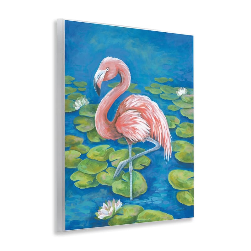 Stupell Balancing Flamingo & Lily Pads Wall Plaque Art Design By Diane Kater