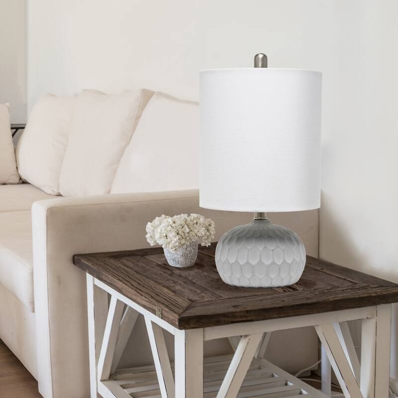 18.5 in. Gray Finish Table Lamp with White Shade, Sturdy Table Lamp for Living Rooms and Bedrooms
