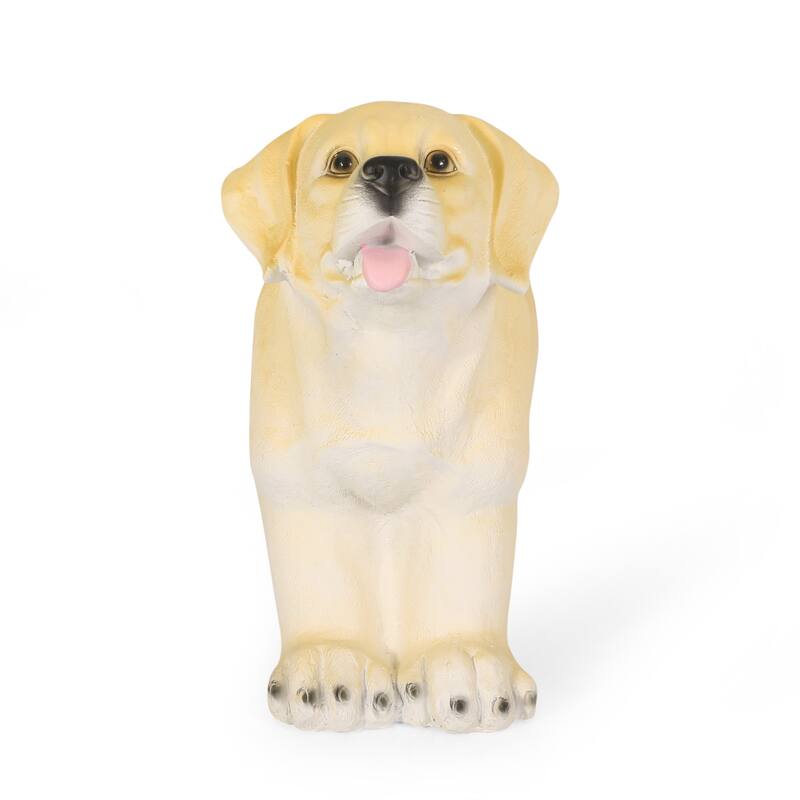 Roomfitters 31.5-Inch Yellow Labrador Outdoor Bench, Hand-Crafted Lightweight Concrete Garden Seat, Light Brown