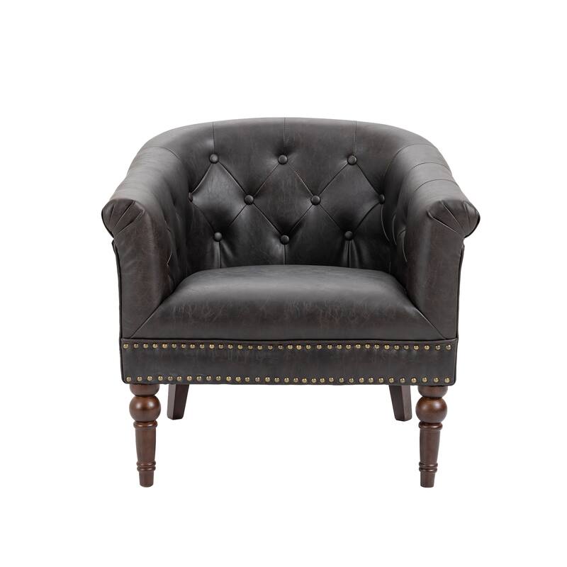 Alina Modern Tufted Tub Barrel Faux Leather Accent Chair