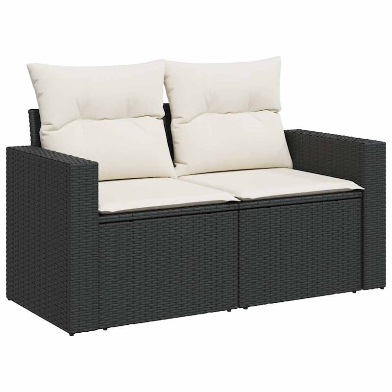 vidaXL Patio Sofa Set with Cushions Outdoor Furniture 7 Piece Poly Rattan - 21.7 x 39.4 x 28.7