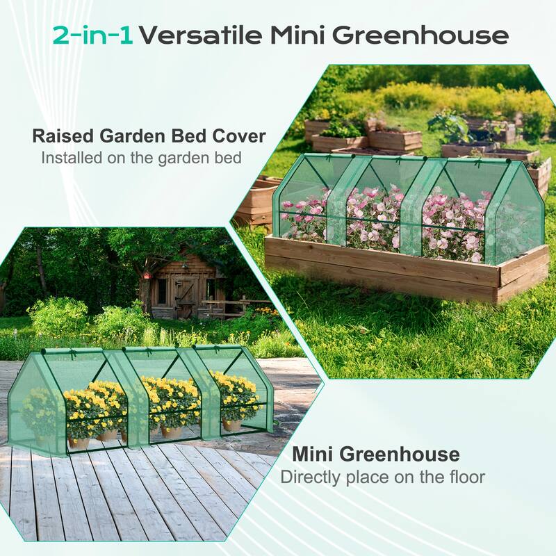 Aoodor Mini Greenhouse with 2 Zipper Doors,