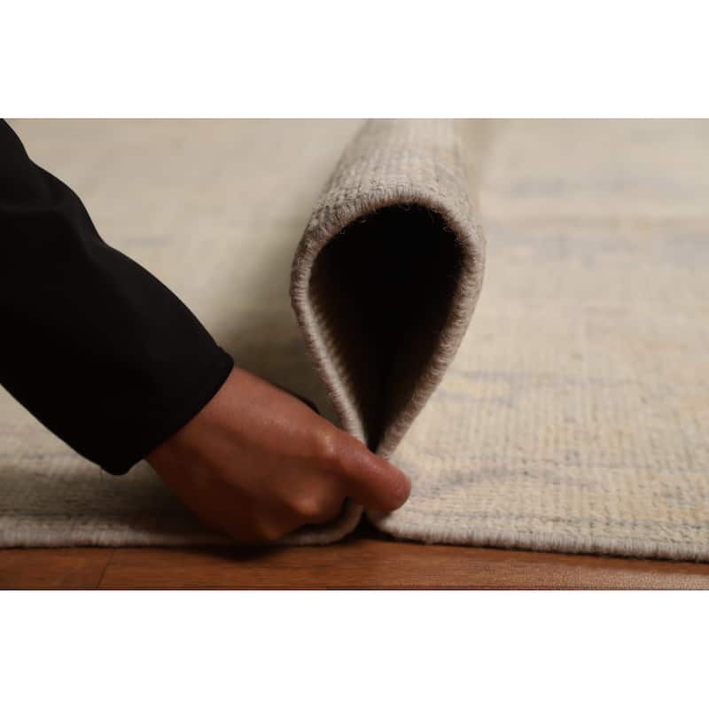 Hand Knotted Oriental 100% Wool Carpet Transitional All-Over Beige & Ivories Oushak Area Rug - 12' 4'' X 9' 0''
