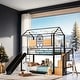 preview thumbnail 1 of 9, Twin Over Twin Metal Housebed with Slide and Storage Stair, Black Black
