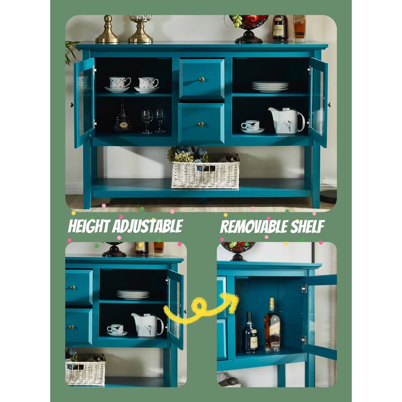 52" Modern Sideboard Storage with Adjustable Shelves, Sideboard Buffet Cabinet with 2 Doors, Credenzas
