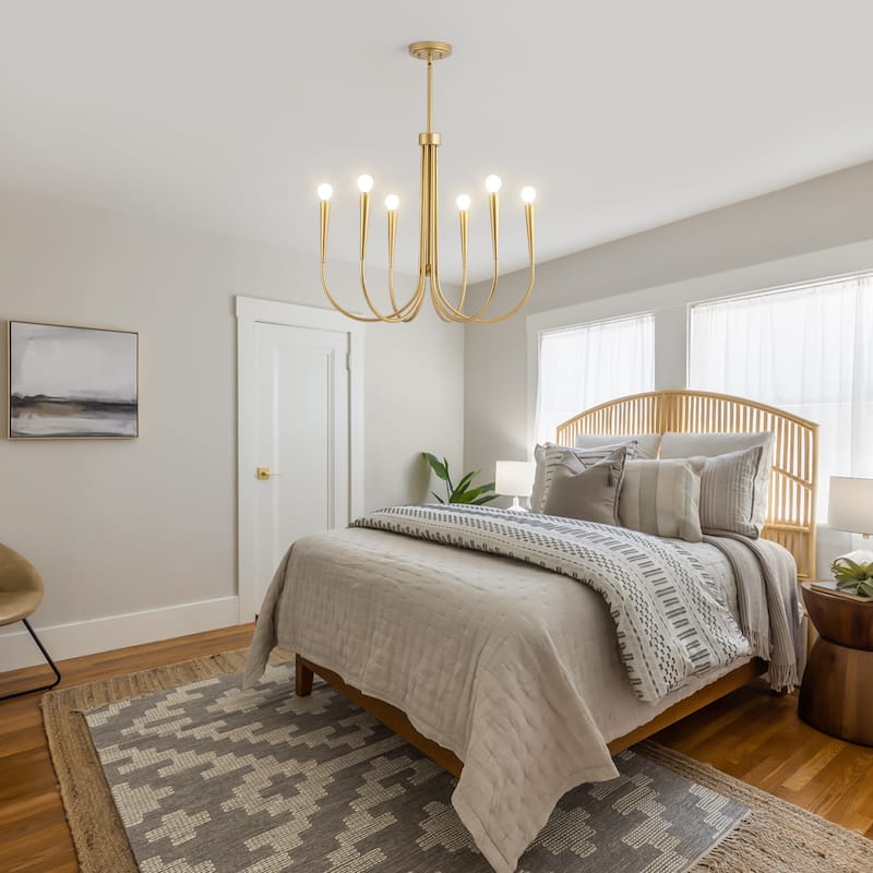 Starsky Mid-Century Farmhouse 6-Light Traditional Ceiling Light Modern Classic Candle-Style Chandelier