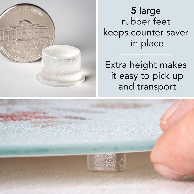 Teal Quartz Design 4mm Heat Tolerant Round Tempered Glass Cutting Board 16" Round Made in the USA, Cake Plate, Pizza Stand