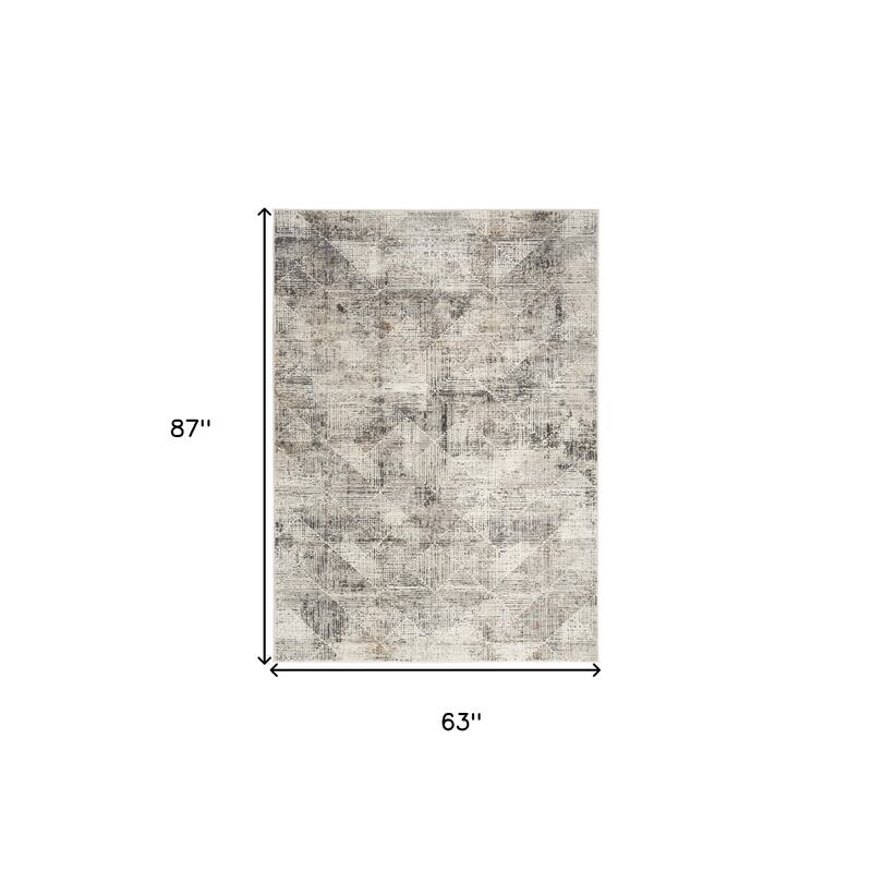 Power Loomed Abstract Modern Non Skid Stain Resistant Area Rug - 87' X '63' X '0.5