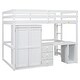 preview thumbnail 7 of 22, Full Size Loft Bed with Integrated Wardrobe, Desk, and Storage Drawers, Space-Saving White Design