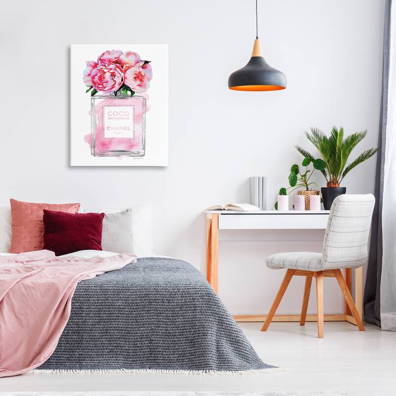 Stupell Glam Perfume Bottle V2 Peony Stretched Canvas Wall Art