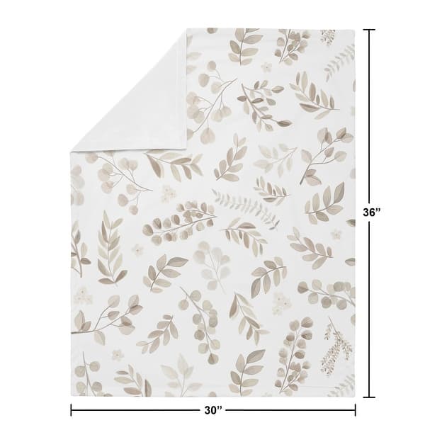 Floral Leaf Boy Girl Baby Receiving Security Swaddle Blanket - Ivory Beige Taupe Neutral Boho Watercolor Botanical Woodland