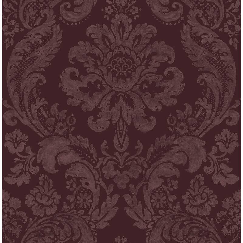 Isleton, Shadow Flocked Damask, 33 FT. L x 20.5In. W Wallpaper Roll