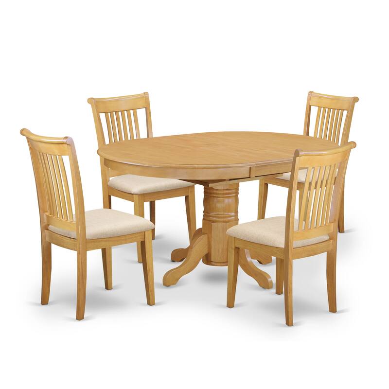 East West Furniture Modern Dining Table Set- an Oval Wooden Table and Dining Room Chairs, Oak (Pieces & Seat Options)