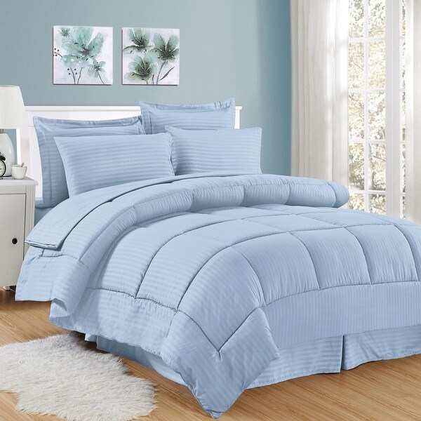 7 Piece Bed In A Bag Down Alternative Comforter Sheet Set 8 Colors Comforters Bedding Sets Home Garden