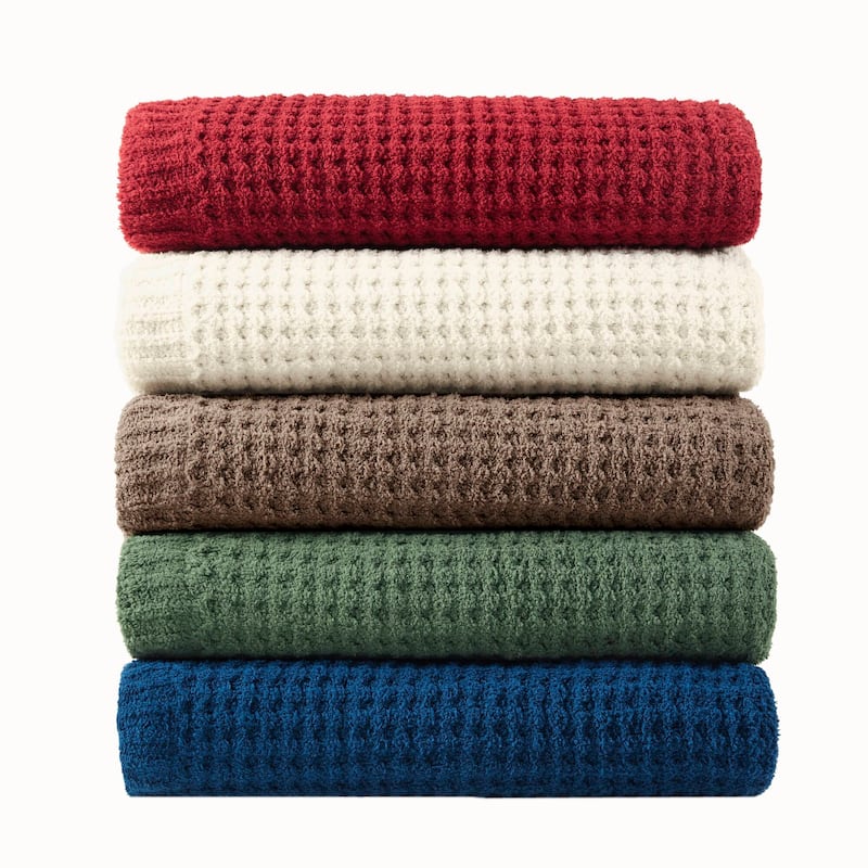 Madison Park Eden Waffle Knit Chenille Throw 50x60"
