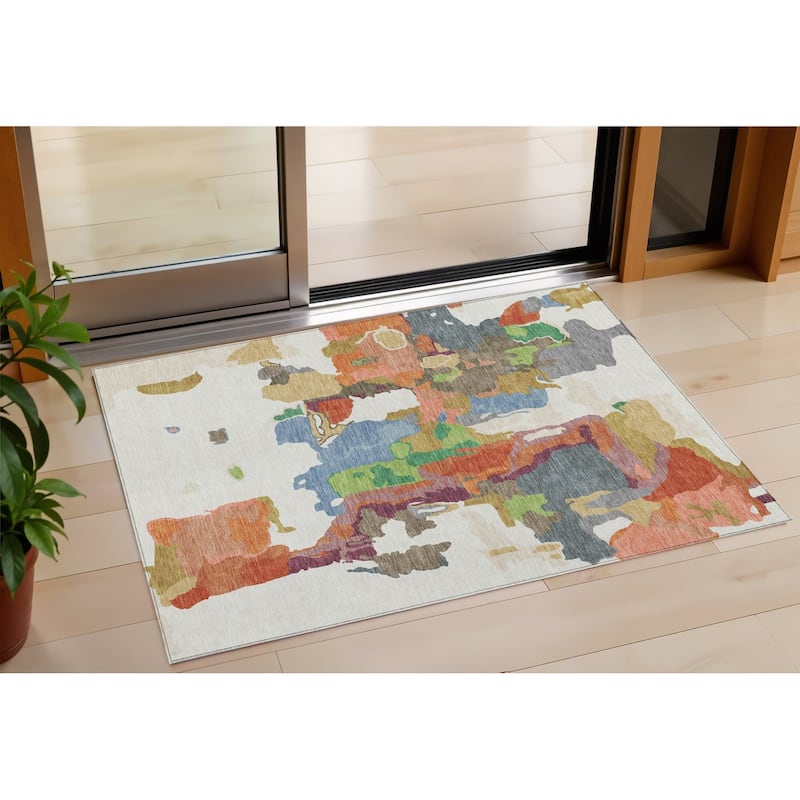 HomeRoots Abstract Transitional Rectangle Outdoor Rug - 3' x 5'