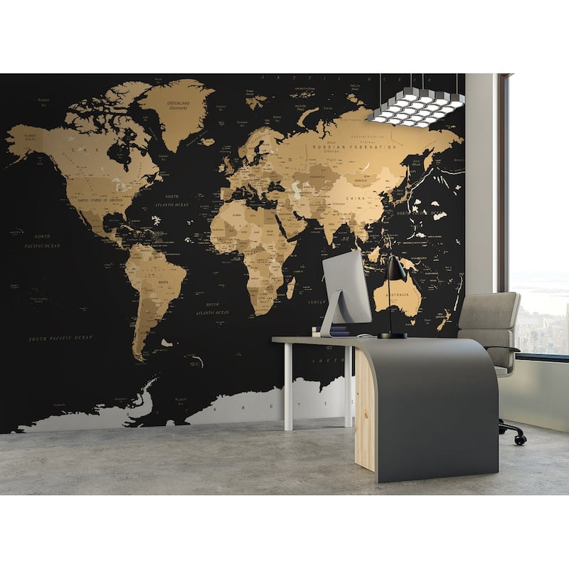 GK Wall Design Black Political World Map Dark Maps Removable Wallpaper