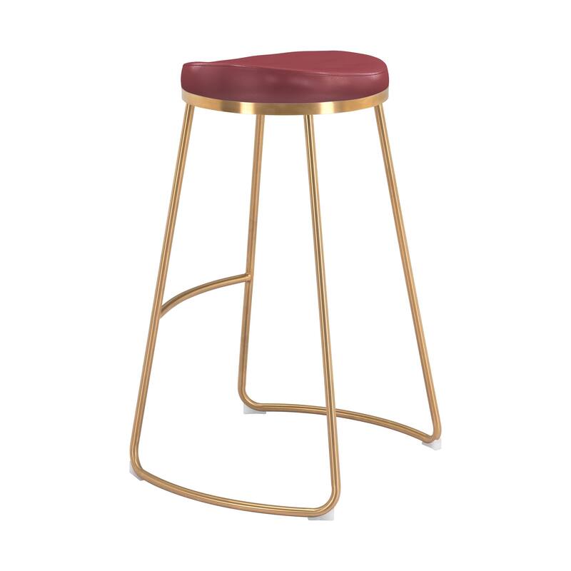 Bison Barstool (Set of 2) Burgundy & Gold - N/A