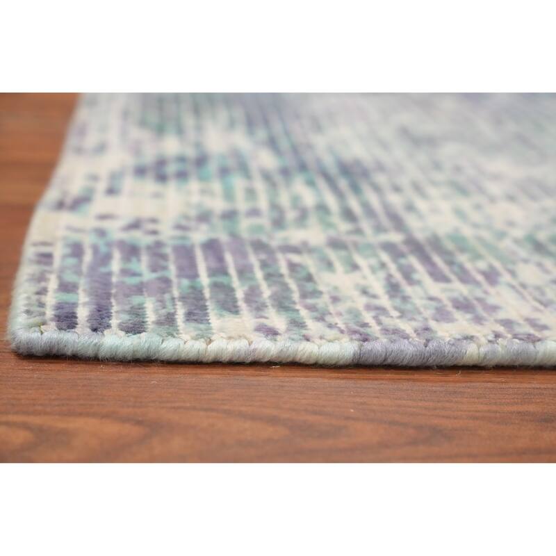 Hand Knotted Oriental Viscose Silk Carpet Modern Abstract Purples Abstract Area Rug - 4' 0'' X 2' 0''