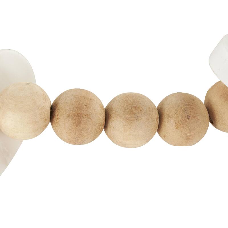 White Glass Handmade Round Extra Long Frosted Orb Beaded Garland with Tassel with Knotted Jute Rope