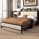 preview thumbnail 1 of 14, Modern King Upholstered Storage Bed With USB Power pad Beige - Queen