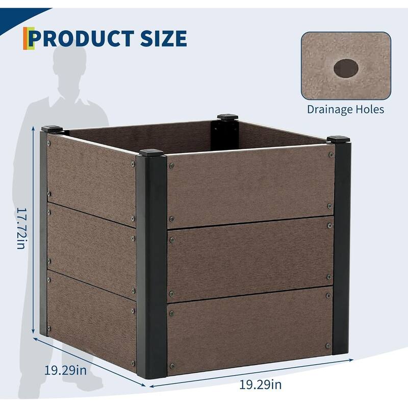 19.3" Elevated Garden Bed for Vegetables & Herbs, Planter Box with Bottom