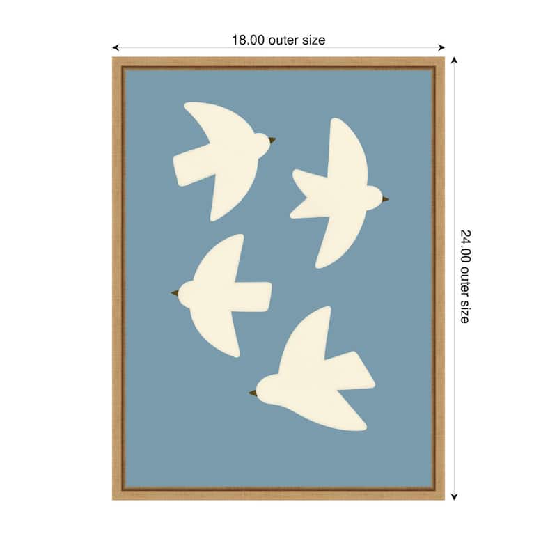 Kate and Laurel Minimalist Birds Poster Blue by Laura Moss Framed Canvas Wall Art Print