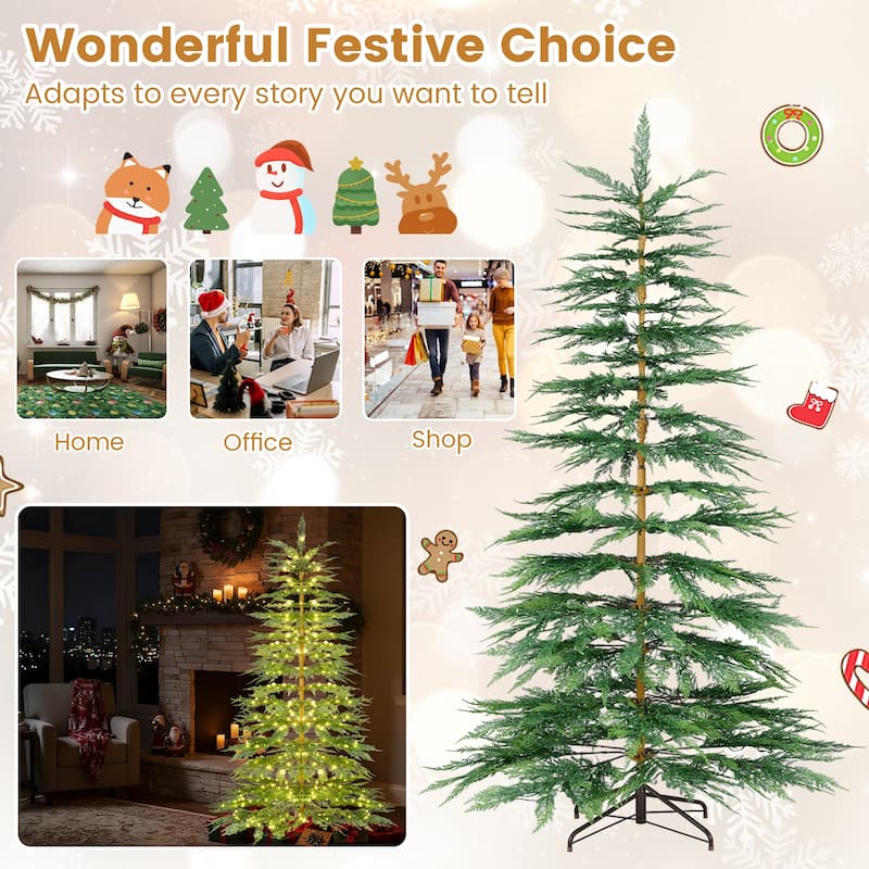 Costway 6.5 FT/7.5FT Pre-Lit Christmas Tree Hinged with 470/612 PE