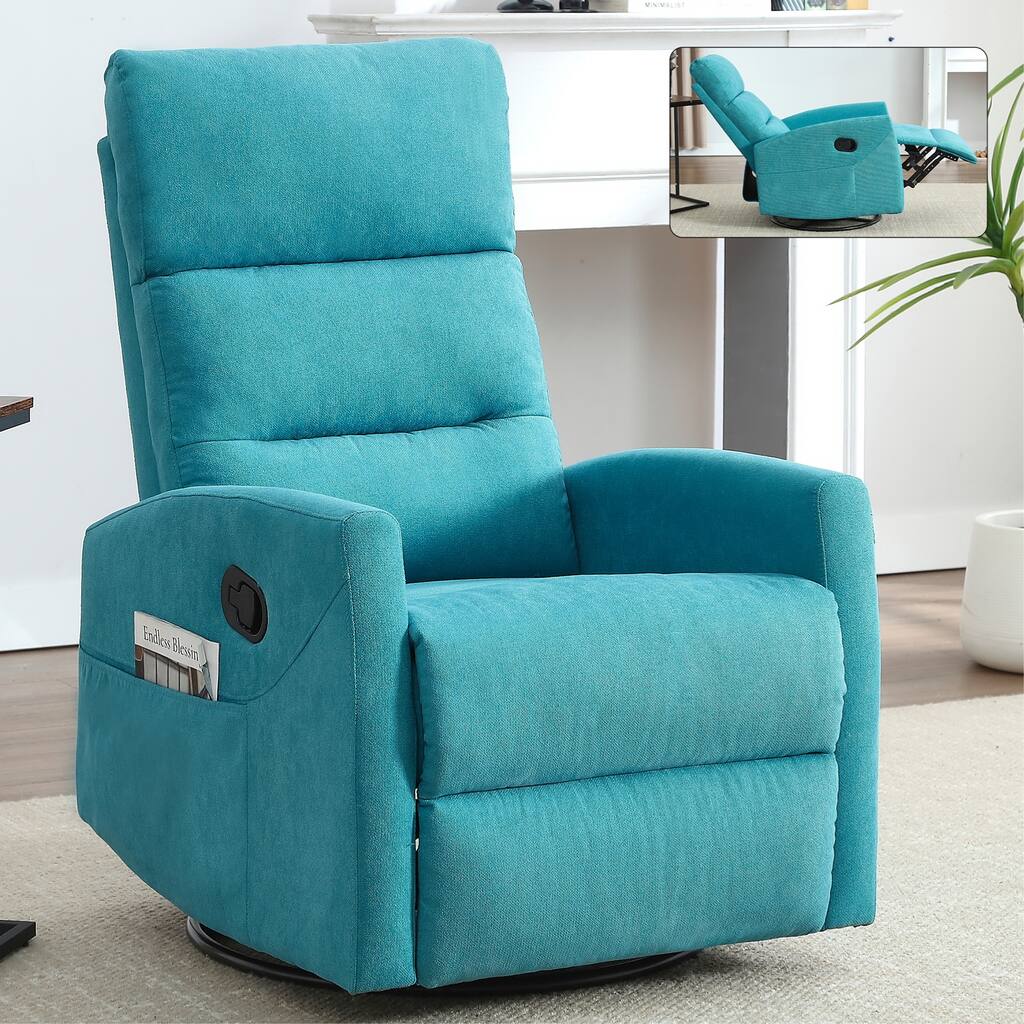 360 Swivel Manual Recliner Adjustable Fabric Rocking Recliner Living Room Single Soft Sofa with Rocker
