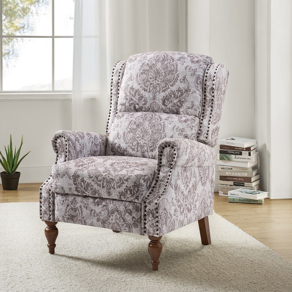 Terri Classic Cutaway Arms with Nailheads Manual Recliner for Living Room by HULALA HOME