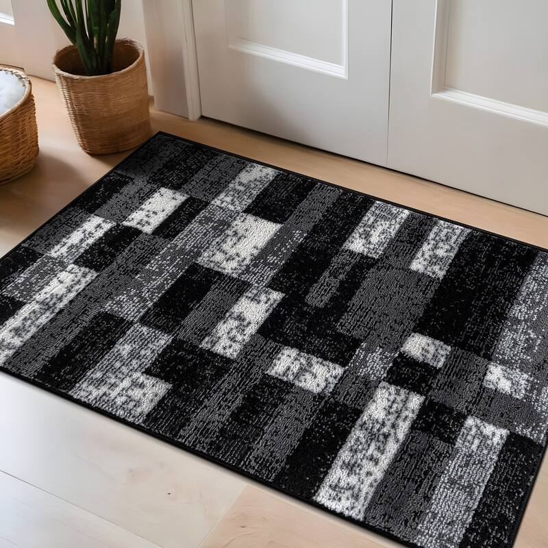 World Rug Gallery Modern Abstract Grid Area Rug - 2' x 3'