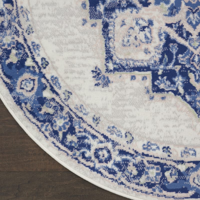Gocep Power Loomed Geometric Floral Traditional Stain Resistant Area Rug By HomeRoots - 60' X '60' X '0.39