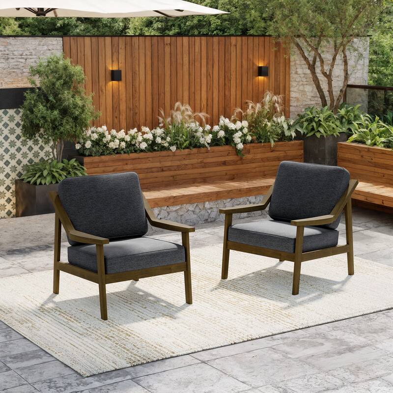 Solid Wood Outdoor Arm Chair Loveseat with Cushion
