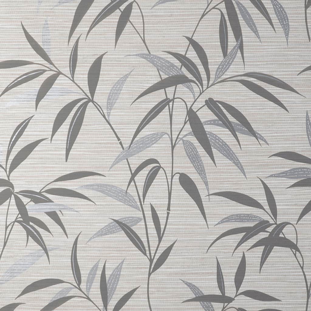 Fine Decor Fusion Grey Leaf Wallpaper