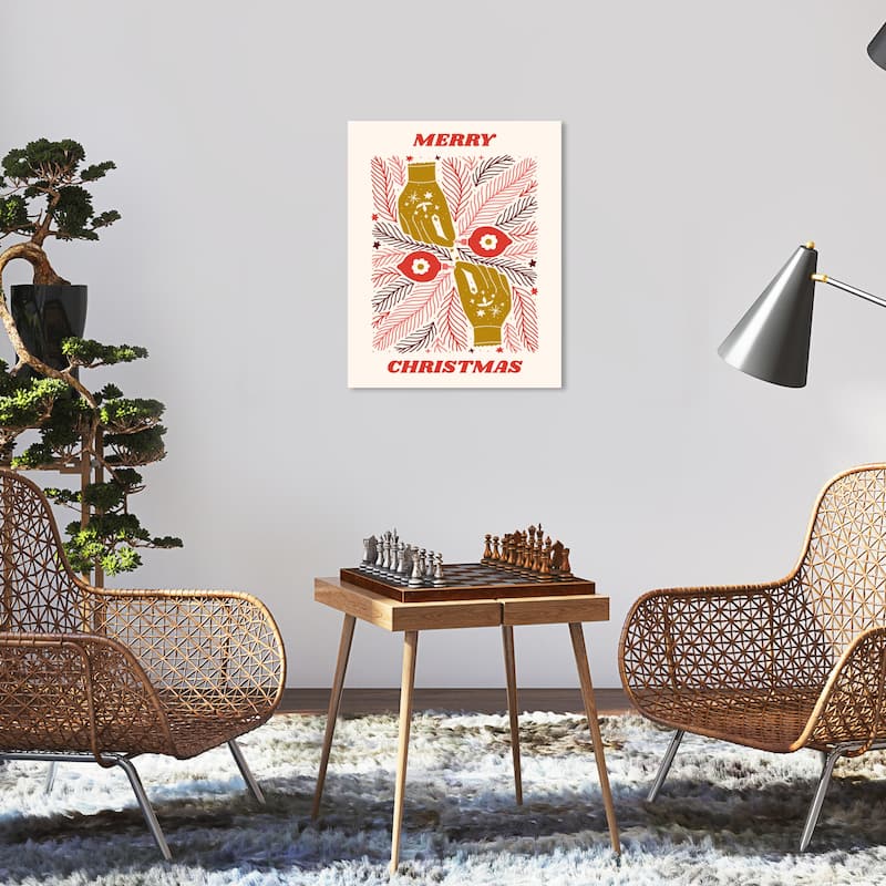 Wynwood Studio Canvas Holiday and Seasonal Merry Christmas Power Poster Red Modern & Contemporary Wall Art Canvas Print - 16 x 20