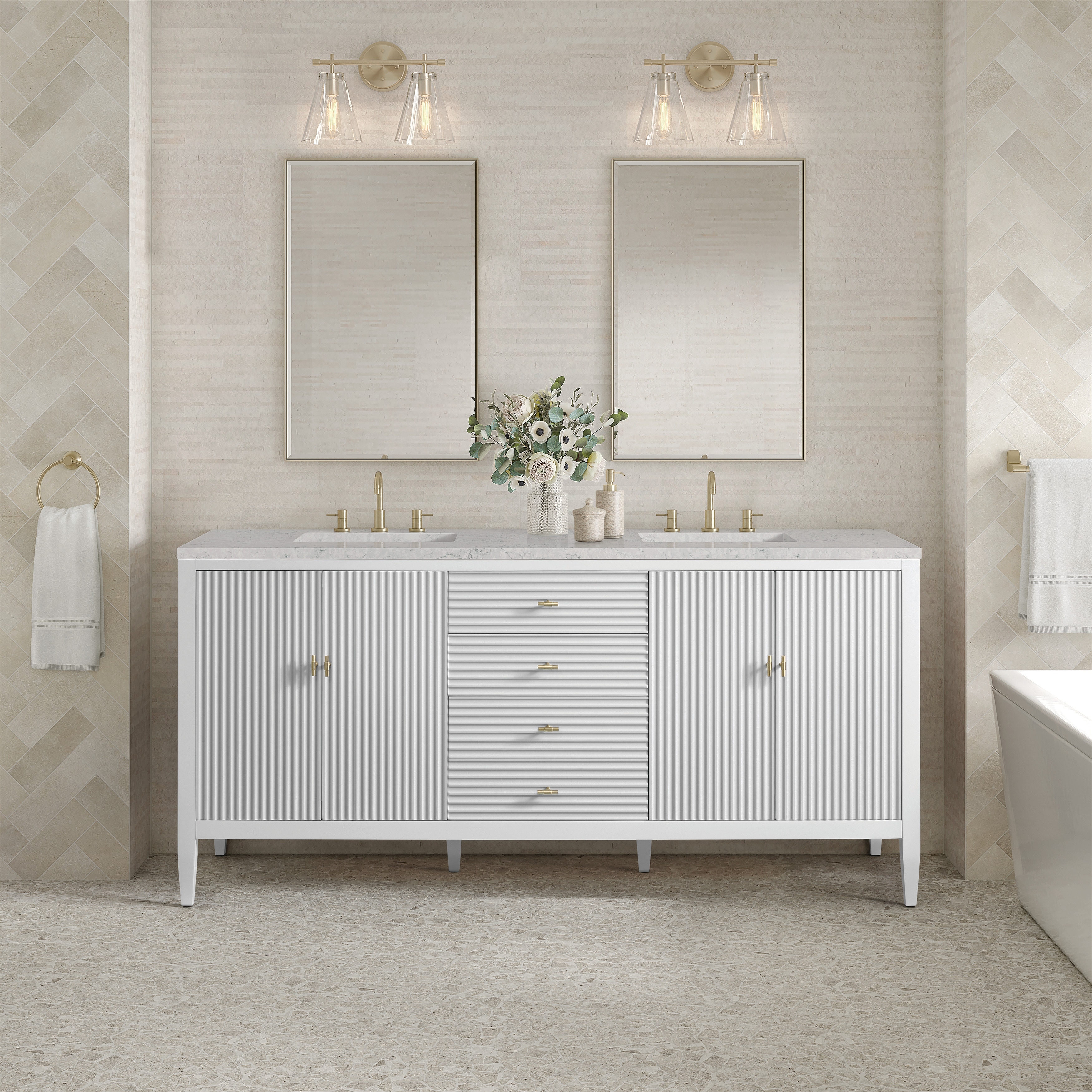James Martin Vanities Myrrin 72" Vanity, Bright White