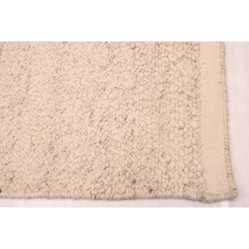 ECARPETGALLERY Hand Woven Looma Ivory Wool Rug - 8'1 x 10'3