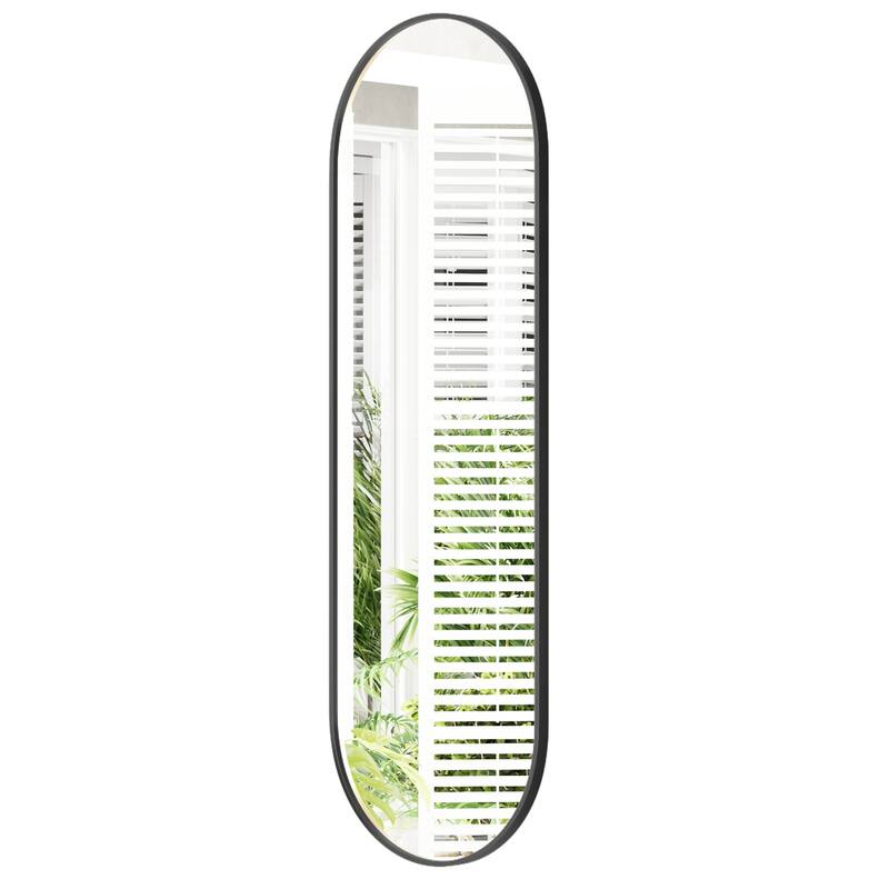 Rust-Proof Brushed Aluminum Frame Oval Full-Length Mirror