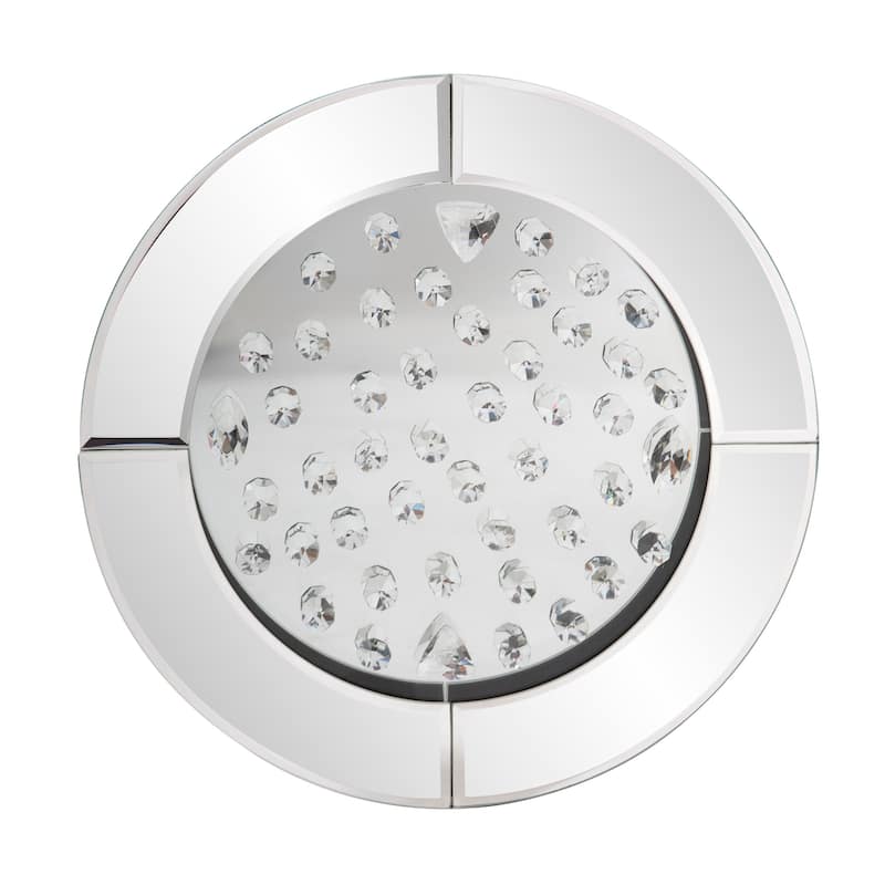 Allan Andrews Round Glass Crystal Nina Accent Wall Mirror - 12" H x 12" W x 2" D - 12" H x 12" W x 2" D