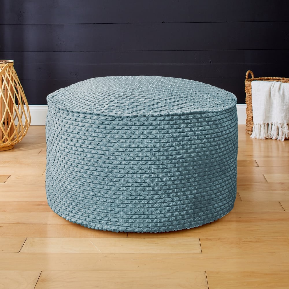 Sorra Home Indoor Soft Chunky Corduroy Large Round Pouf