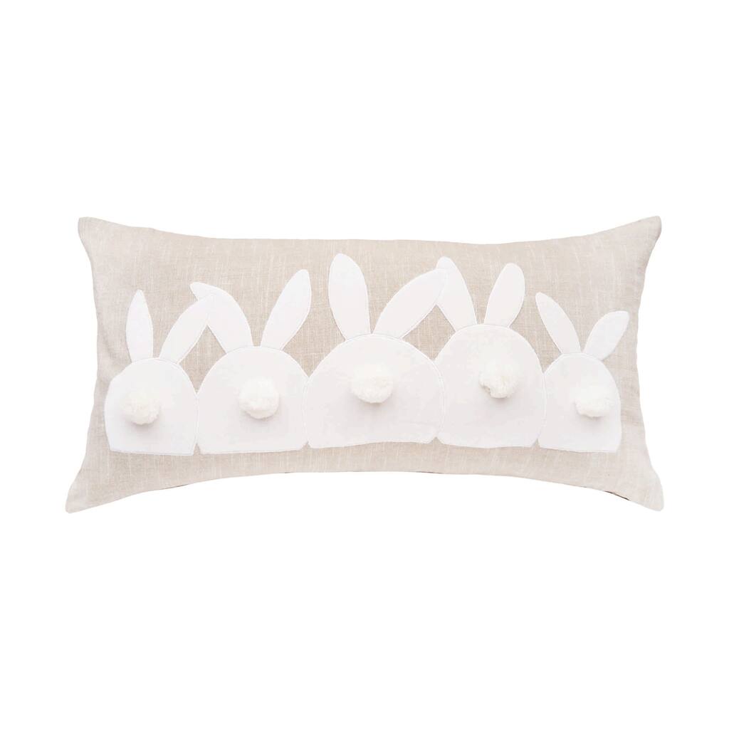 12" x 24" Easter White Bunny Bums w/ Tufted Tails Accent Pillow