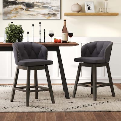 Set of 2/4 Counter Height Bar Stools Fabric Upholstered Island Stools