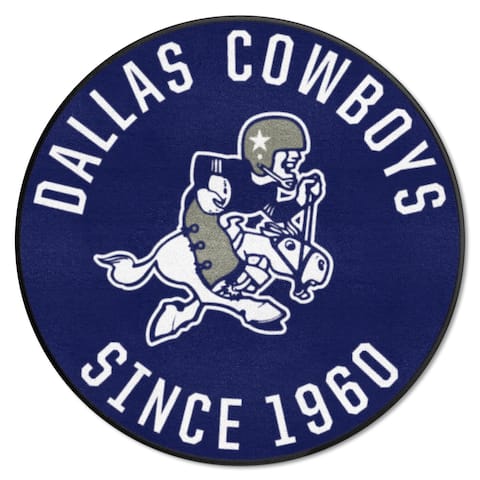 Dallas Cowboys Roundel Rug - 27in. NFL Retro Logo, Cowboy on Horse Logo