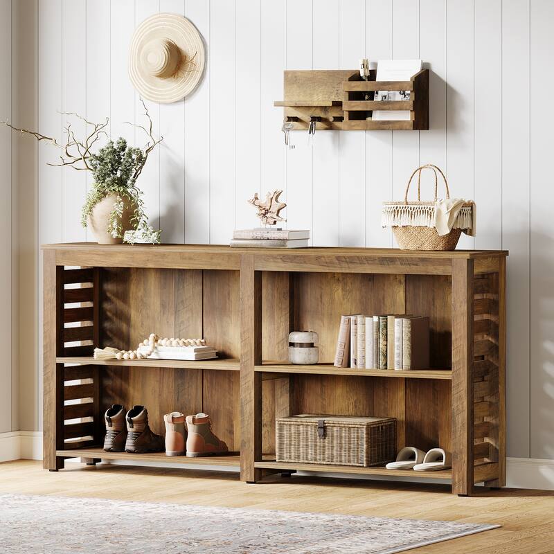 63-inch Farmhouse Console Sofa Table with Storage for Living Room