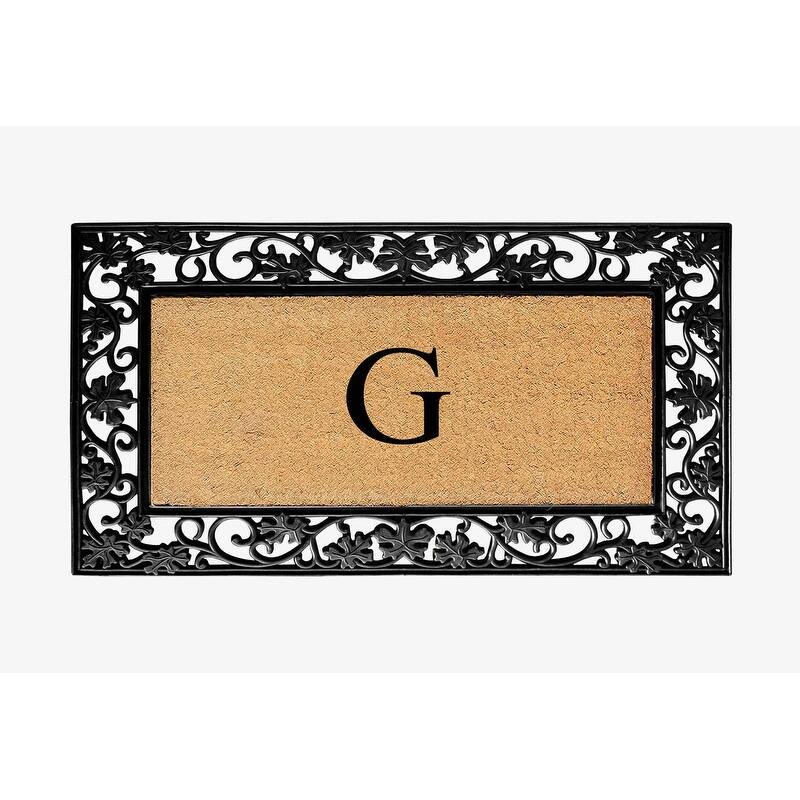 A1HC Rubber and Coir Dirt Trapper Heavy Weight Large Monogrammed Doormat, Black - G