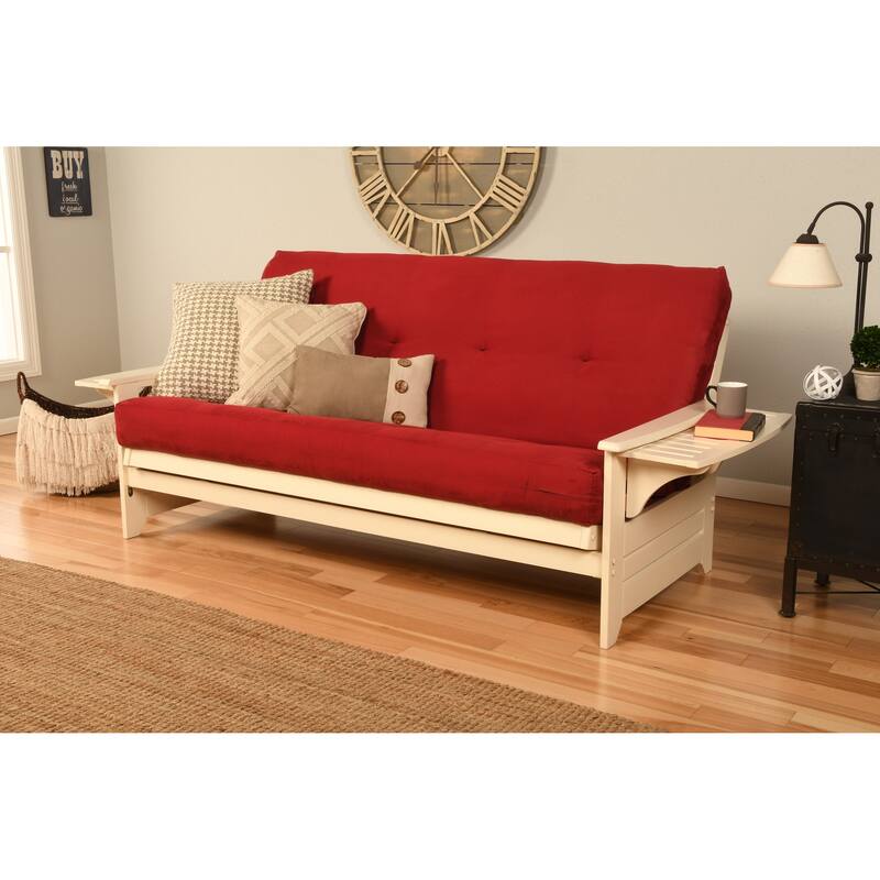 Copper Grove Dixie Futon Set in Antique White Wood with Innerspring Mattress