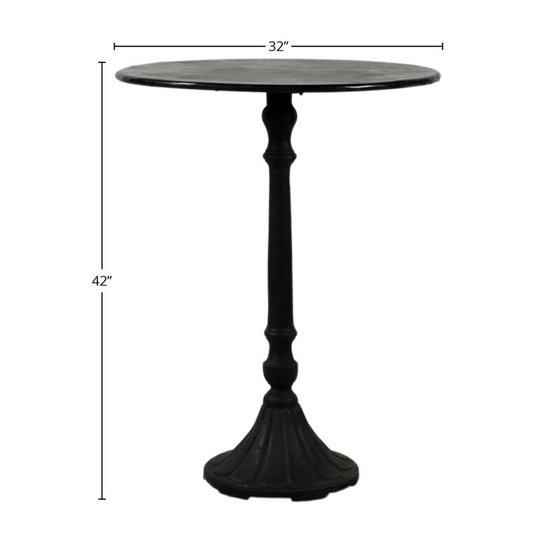 Saylor 32-inch Diameter Round Black Iron Bar Table with Molded Pedestal Base - N/A